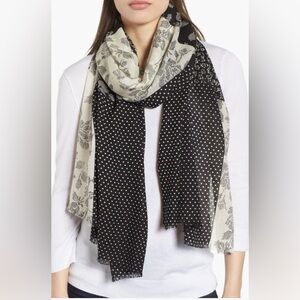 Kate Spade New York striped rose patchwork wool scarf